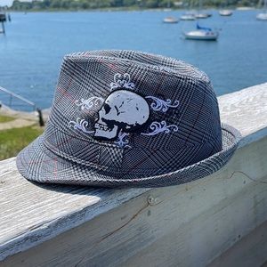 Granule fedora plaid skull hat